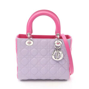 Christian Dior LADY Handbag Leather Purple Pink